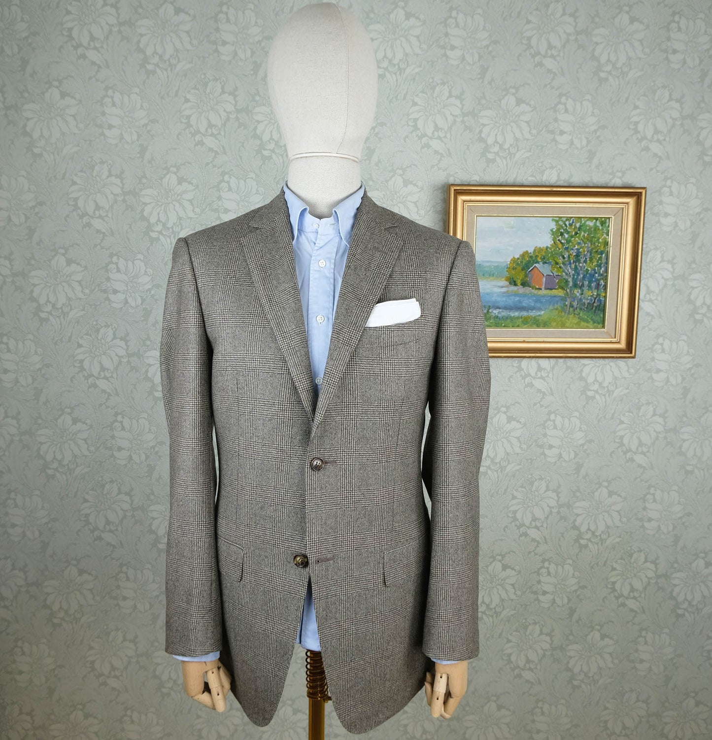 Suitsupply, ruskea irtotakki, koko 50, ruudukkokuvio