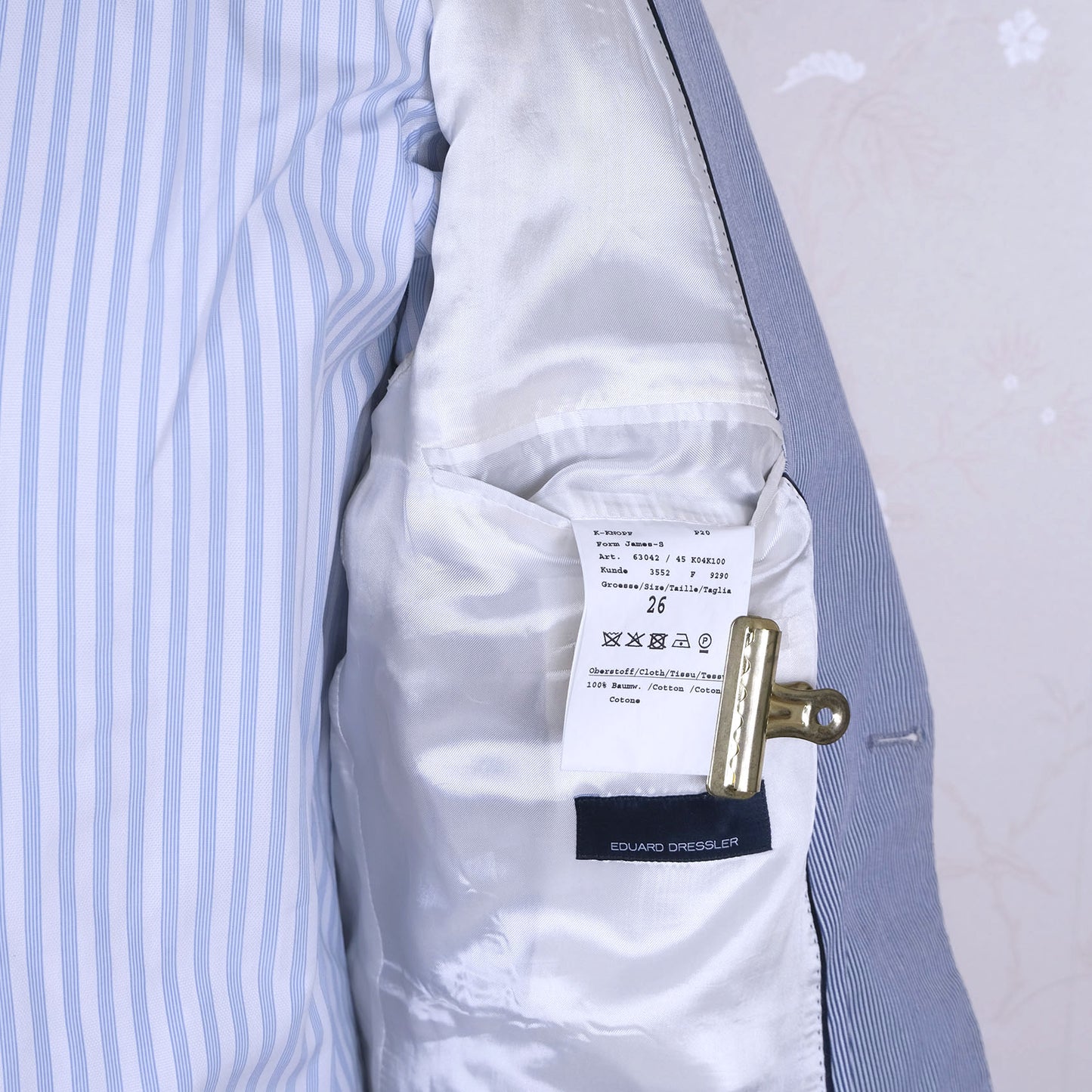 Eduard Dressler, blue and white lightweight jacket, size 50EU, like seersucker