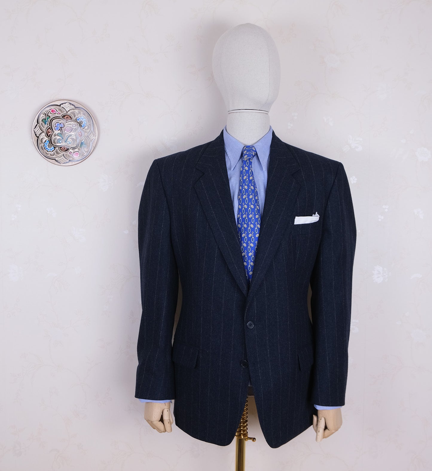 Paul Smith, upea tumma puku, koko 54, liituraita, flanellipuku, vintage-leikkaus