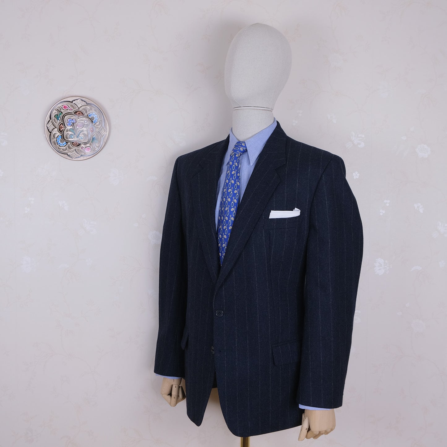 Paul Smith, upea tumma puku, koko 54, liituraita, flanellipuku, vintage-leikkaus