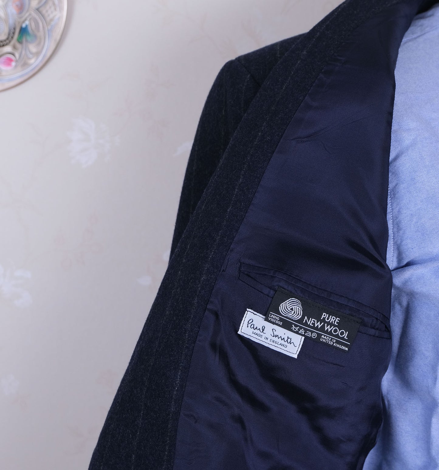 Paul Smith, upea tumma puku, koko 54, liituraita, flanellipuku, vintage-leikkaus