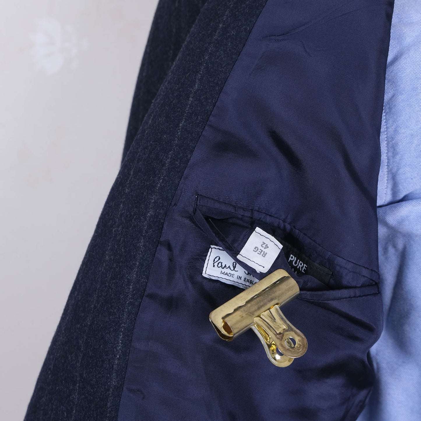Paul Smith, upea tumma puku, koko 54, liituraita, flanellipuku, vintage-leikkaus
