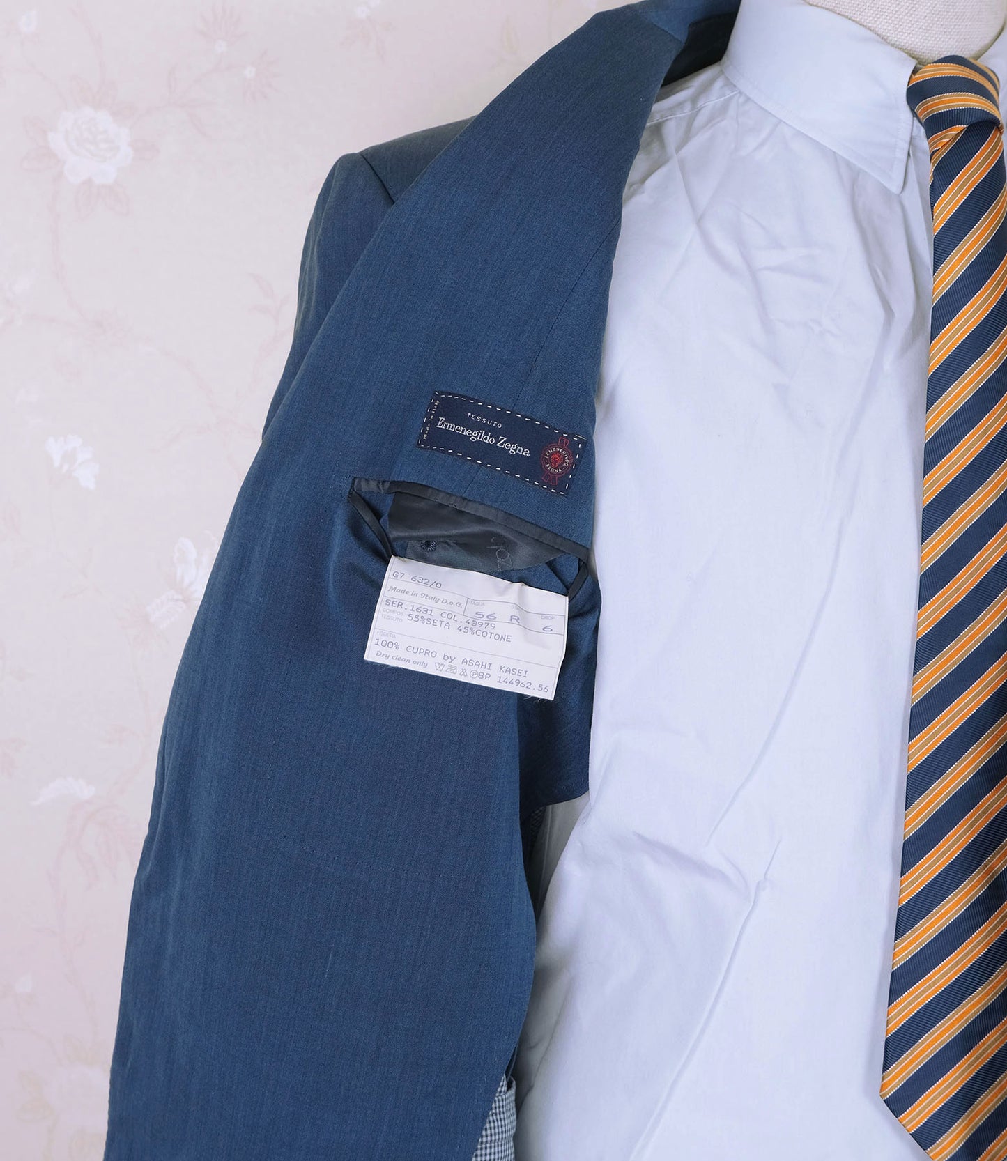 Ravazzolo, blue hand made jacket, size 56, silk-cotton