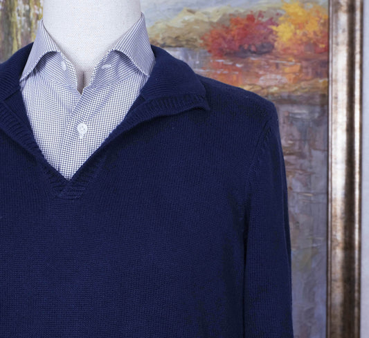 Reiss, blue jumper, size L, cotton-cashmere