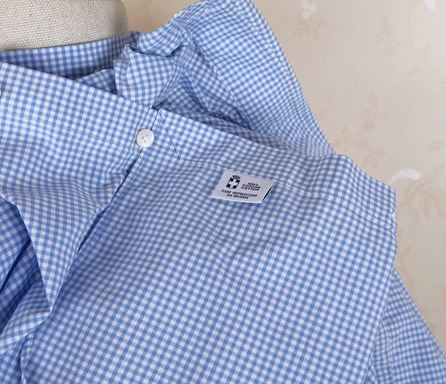 Truzzi, sininen kauluspaita, koko 41, gingham-kuvio