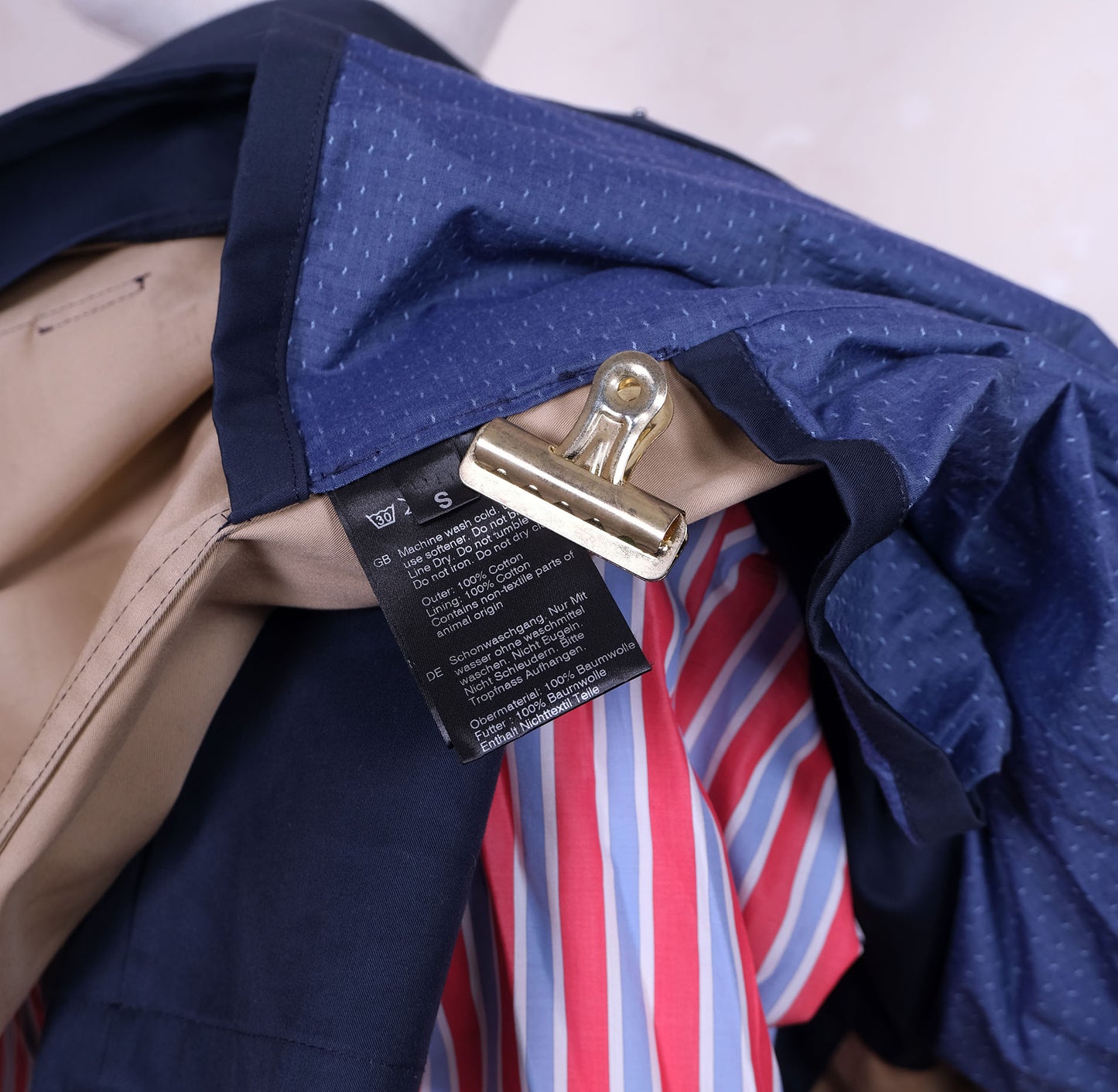 Gloverall, sininen sadetakki, koko S, tehty Englannissa