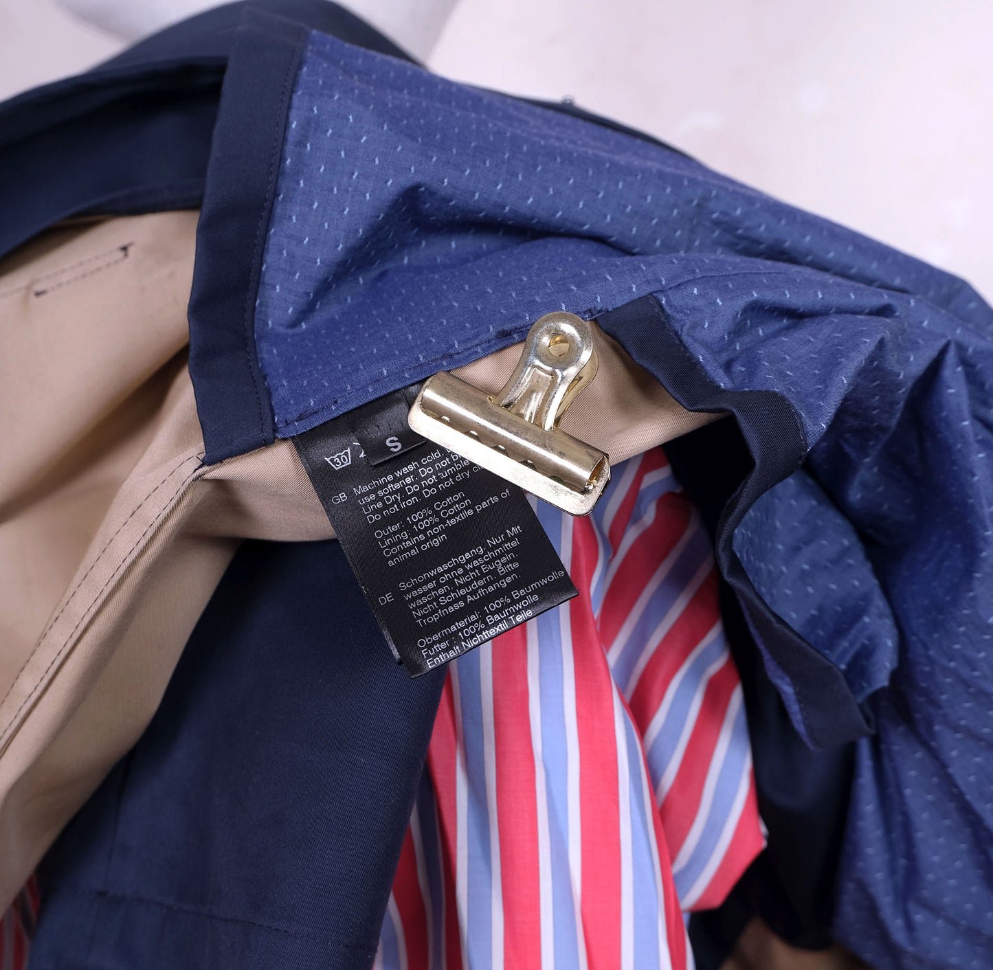 Gloverall, sininen sadetakki, koko S, tehty Englannissa