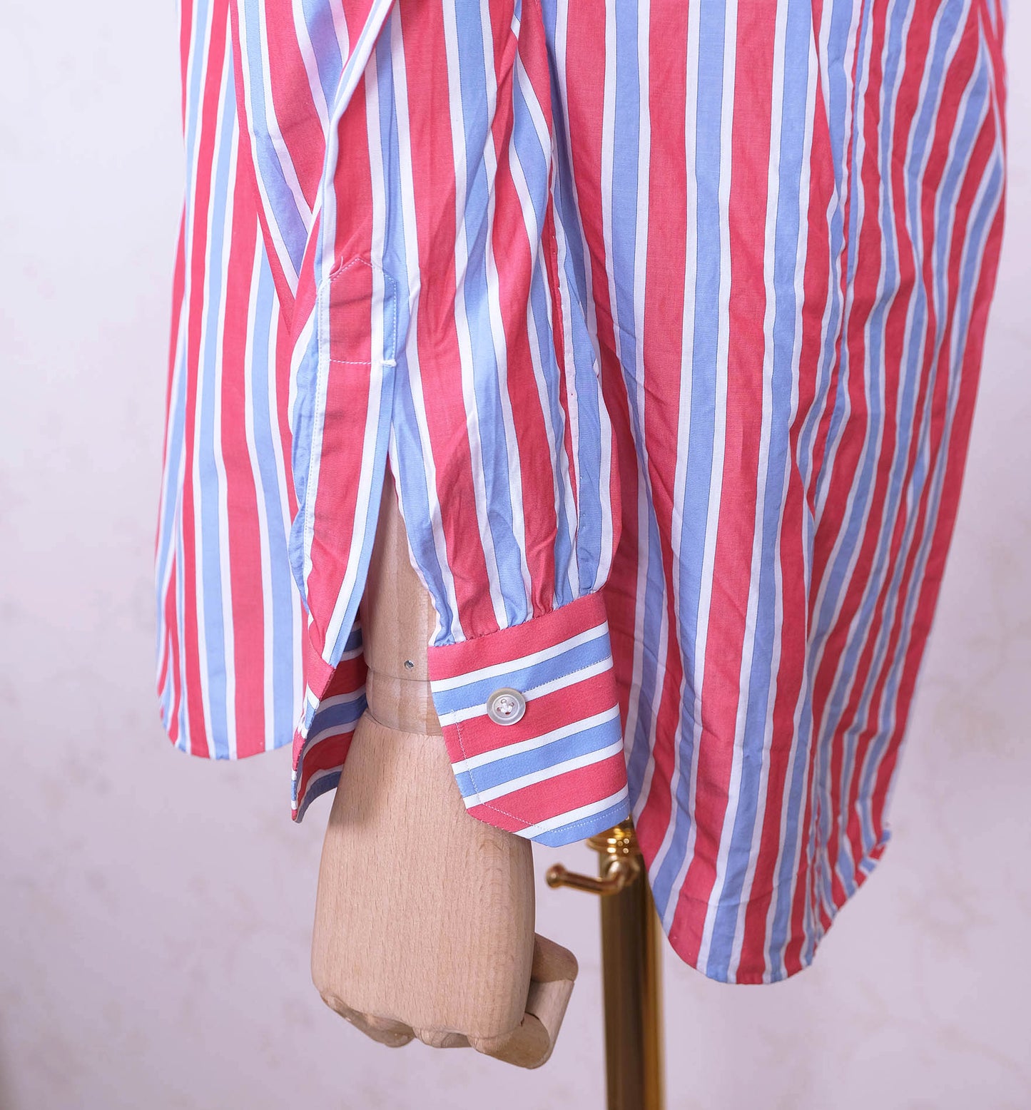 Kiton, red-white-and-blue collar shirt, size 15.5, hand-sewn