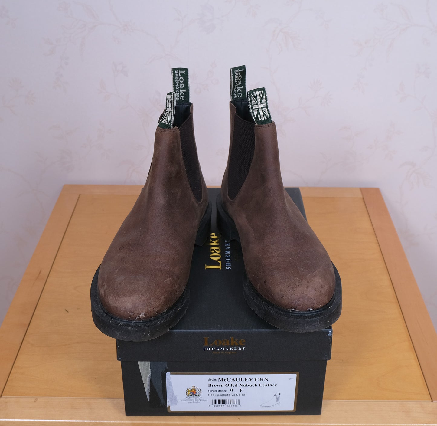 Loake, ruskeat chelsea-varsikengät, koko 43, kumipohjat