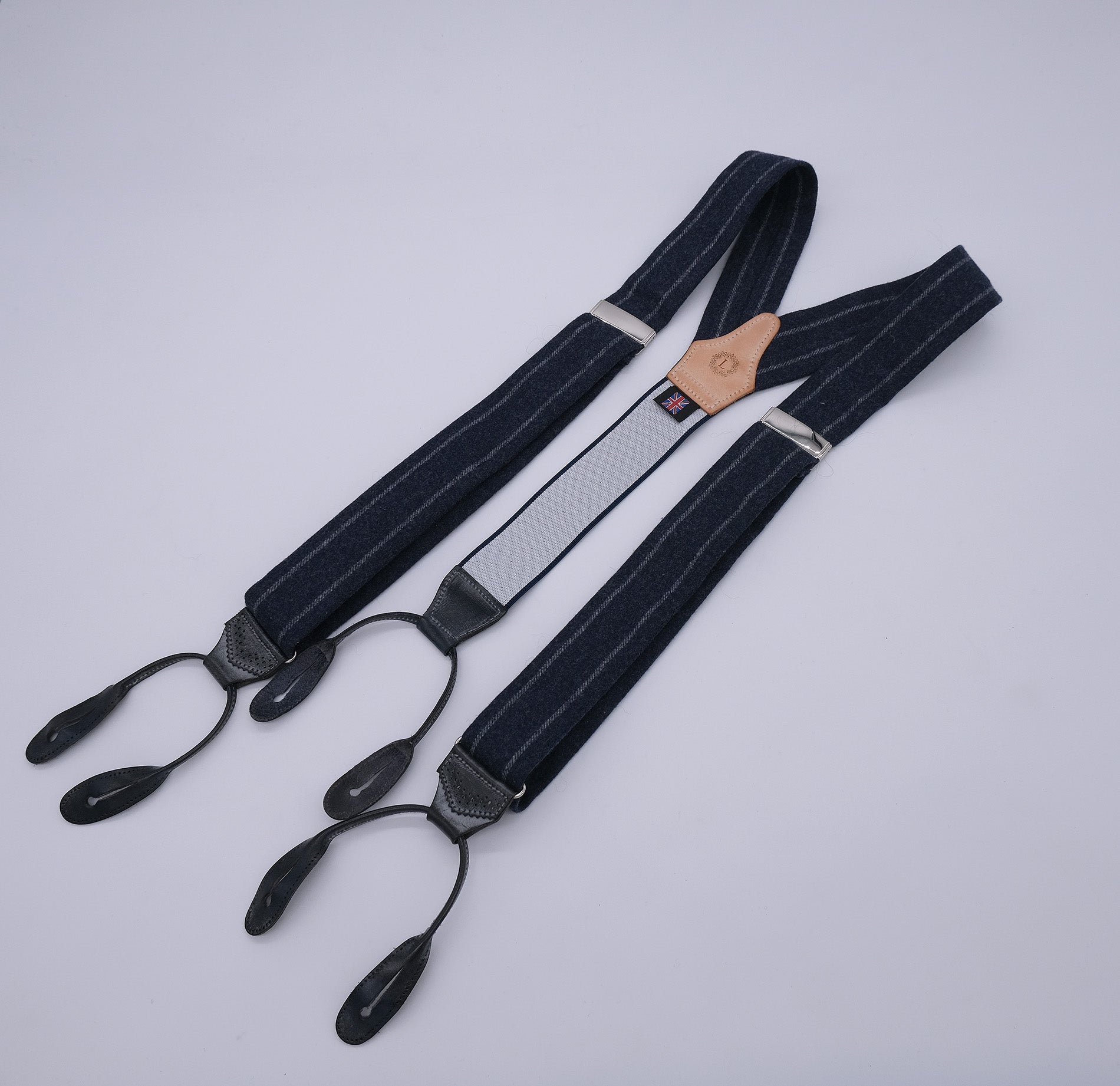 Albert Thurston, blue braces, wool and leather, Limetree-collection ...