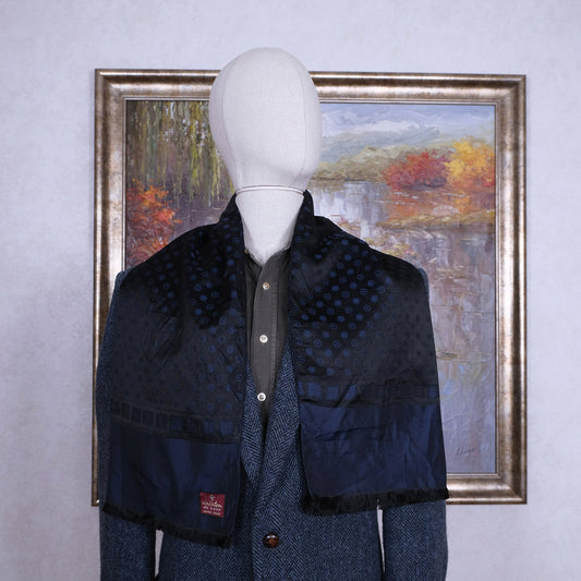 Ariston, black-and-blue scarf, silk, 2-sided