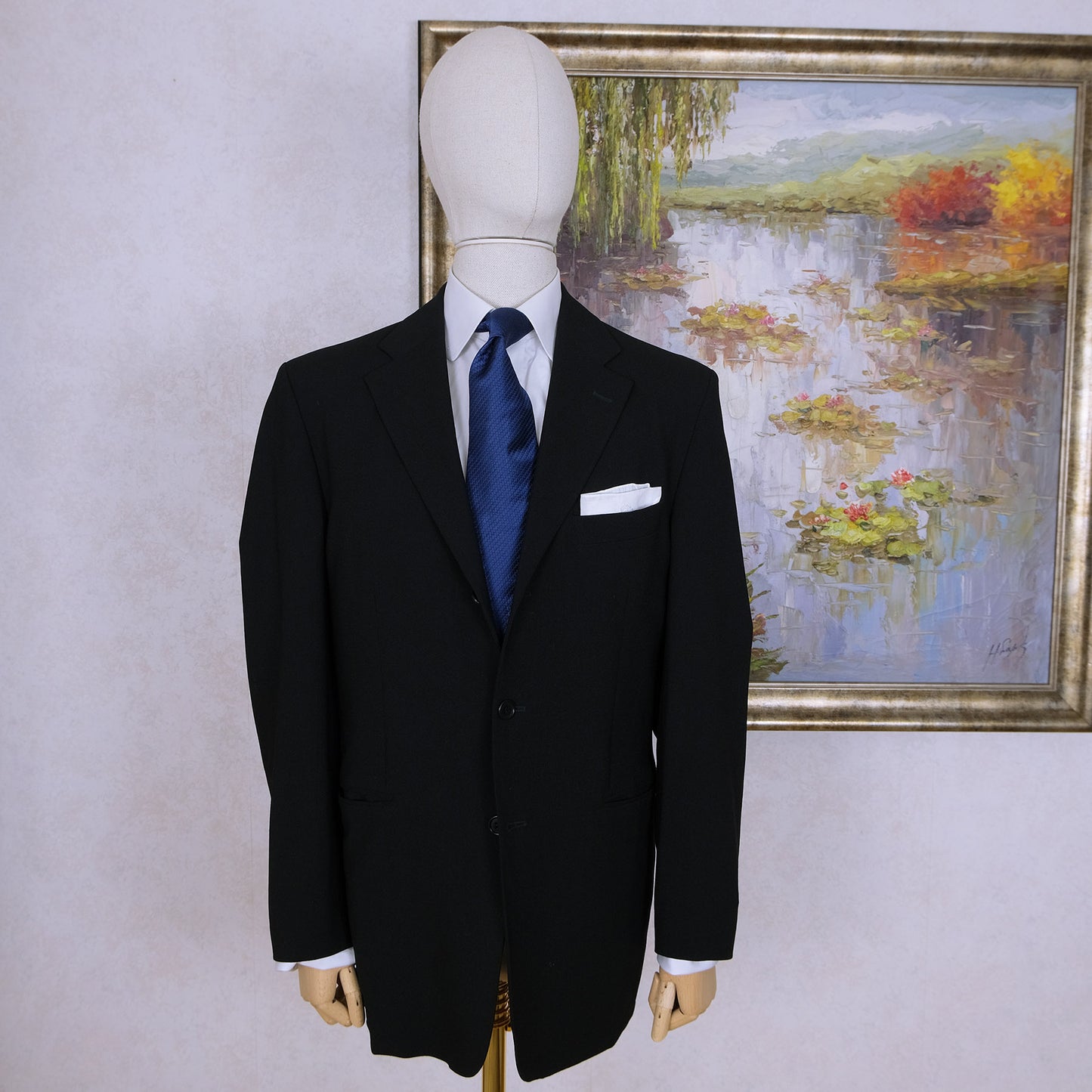 Lanvin, blue silk-wool tie, paisley, made in France