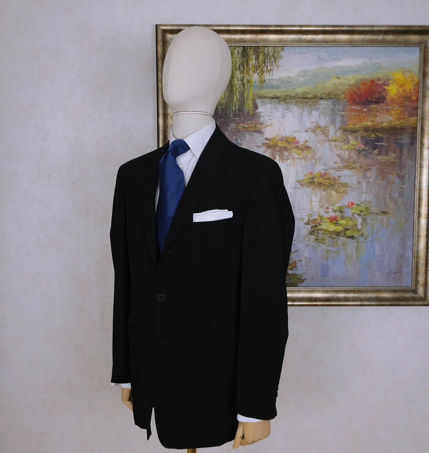 Lanvin, blue silk-wool tie, paisley, made in France