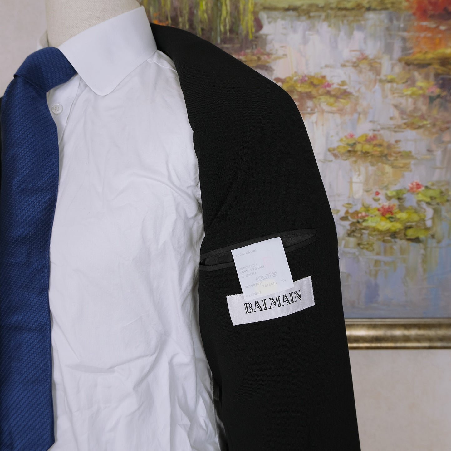 Lanvin, blue silk-wool tie, paisley, made in France