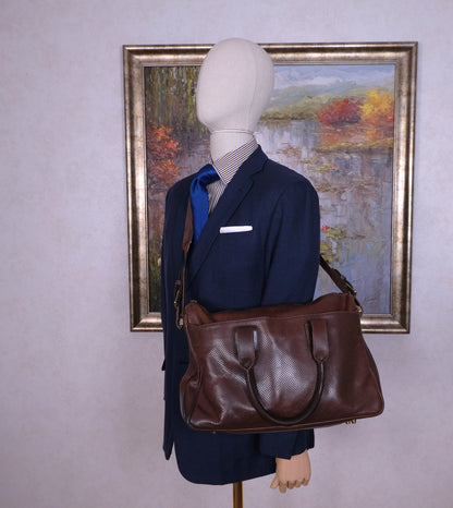 Bill Amberg, ruskea olkalaukku, tehty Englannissa