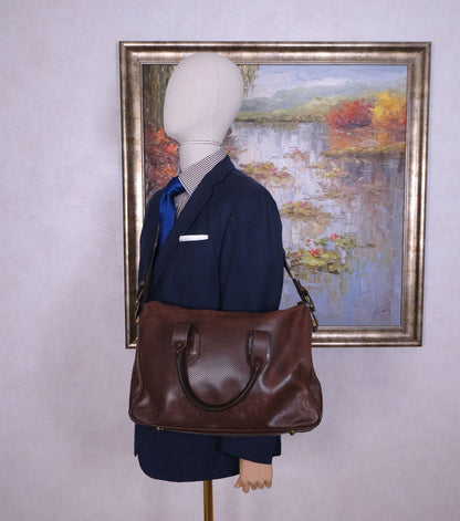 Bill Amberg, ruskea olkalaukku, tehty Englannissa