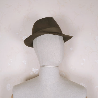 Borsalino, viher-ruskea lierihattu, koko 58 tai 59, fedora