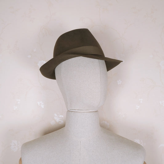 Borsalino, viher-ruskea lierihattu, koko 58 tai 59, fedora