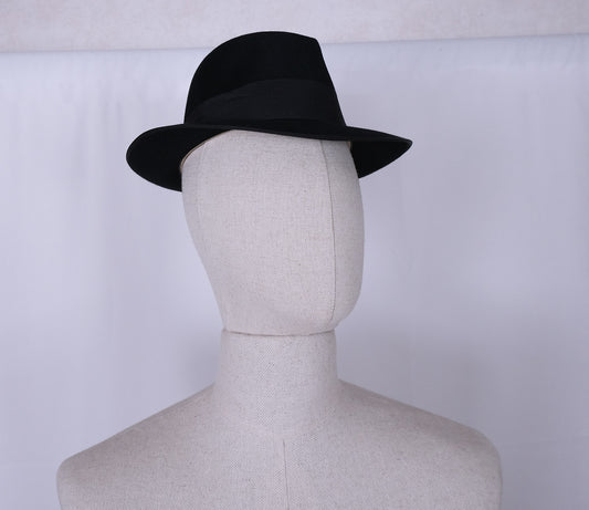 Borsalino, black felt hat, size 57, fedora model