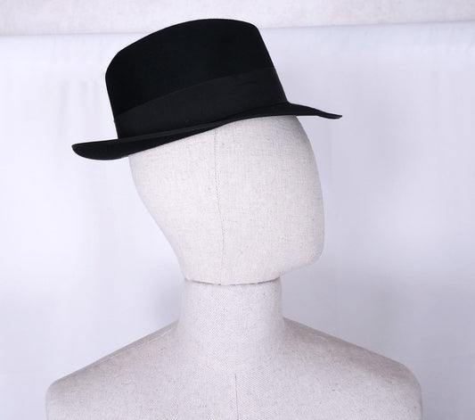 Borsalino, black felt hat, size 57, fedora model