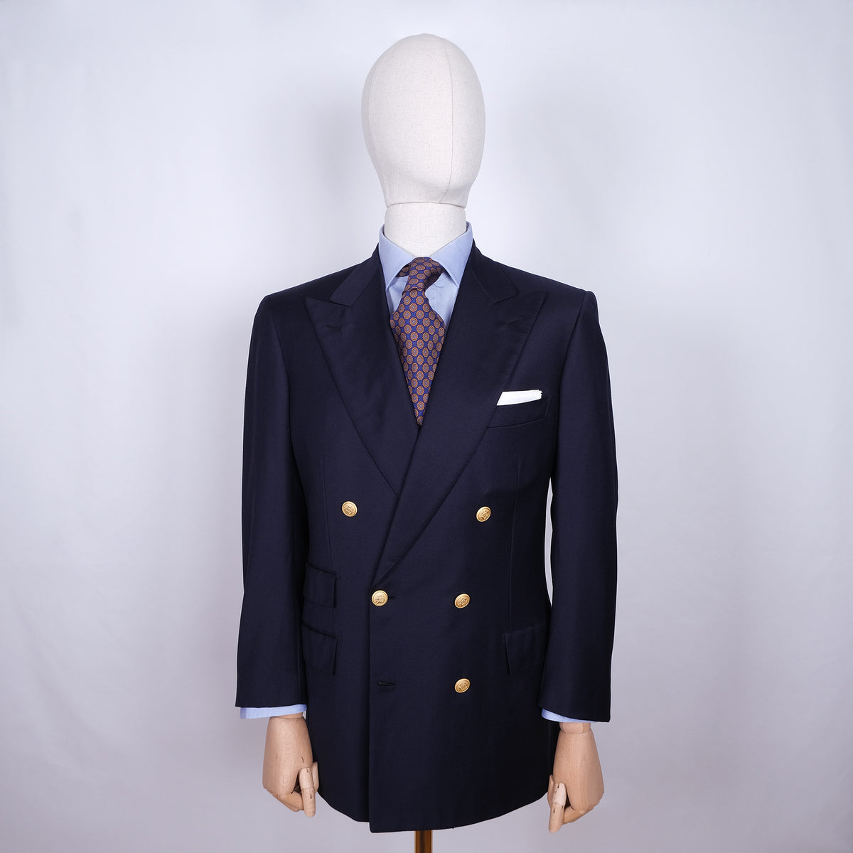 Brioni, vahva sininen klubitakki, koko 50, metallinapit