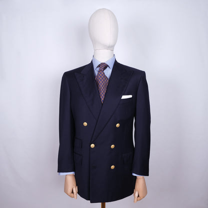 Brioni, vahva sininen klubitakki, koko 50, metallinapit
