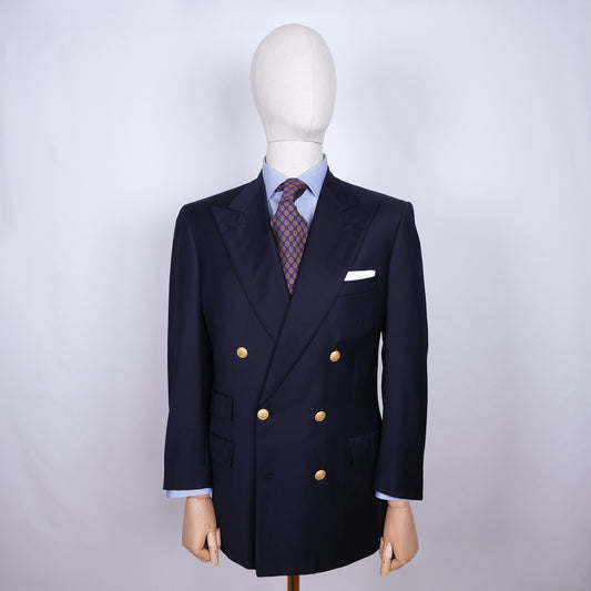 Brioni, vahva sininen klubitakki, koko 50, metallinapit
