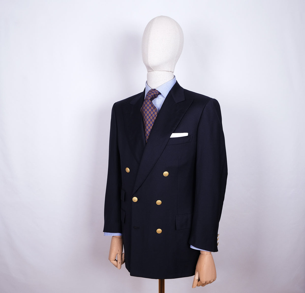Brioni, vahva sininen klubitakki, koko 50, metallinapit