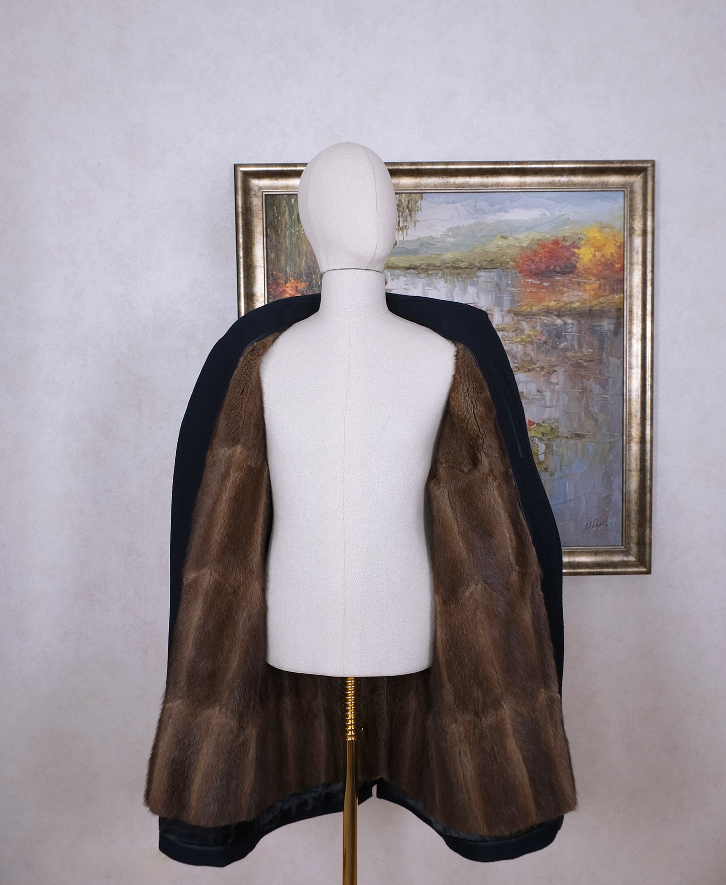 Brümmer, sininen villakangastakki, koko 50, minkkivuori