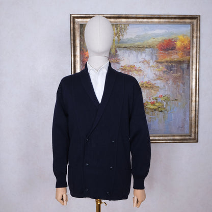 Busnel, navy blue cardigan, size XXL, jersey wool