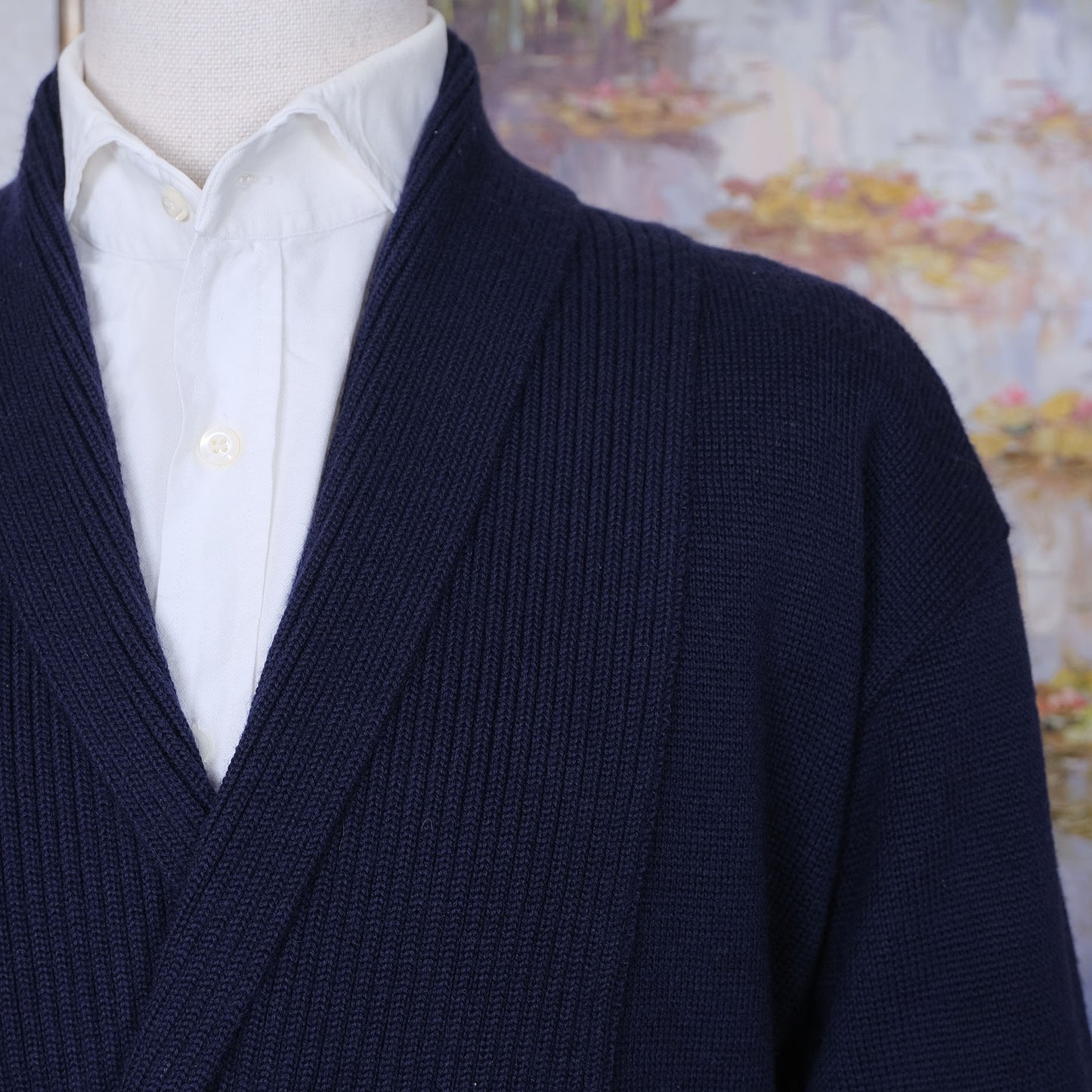 Busnel, navy blue cardigan, size XXL, jersey wool