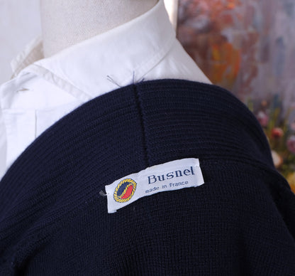 Busnel, navy blue cardigan, size XXL, jersey wool
