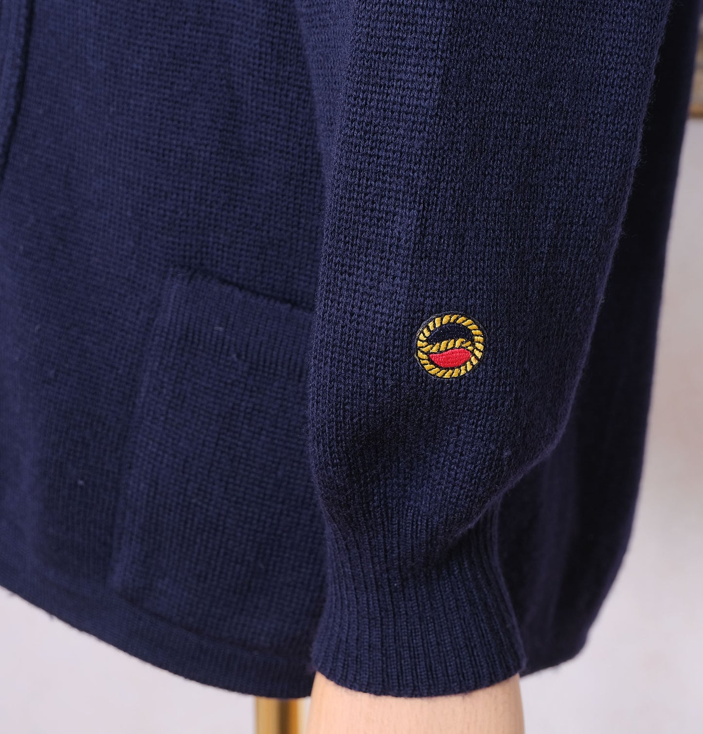 Busnel, navy blue cardigan, size XXL, jersey wool