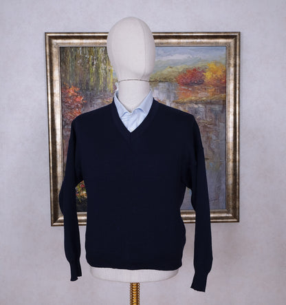 Busnel, navy blue sweater, size M, tricot knit