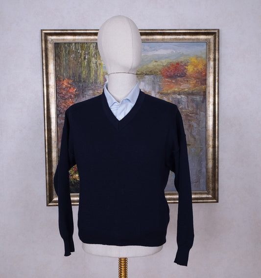Busnel, navy blue sweater, size M, tricot knit