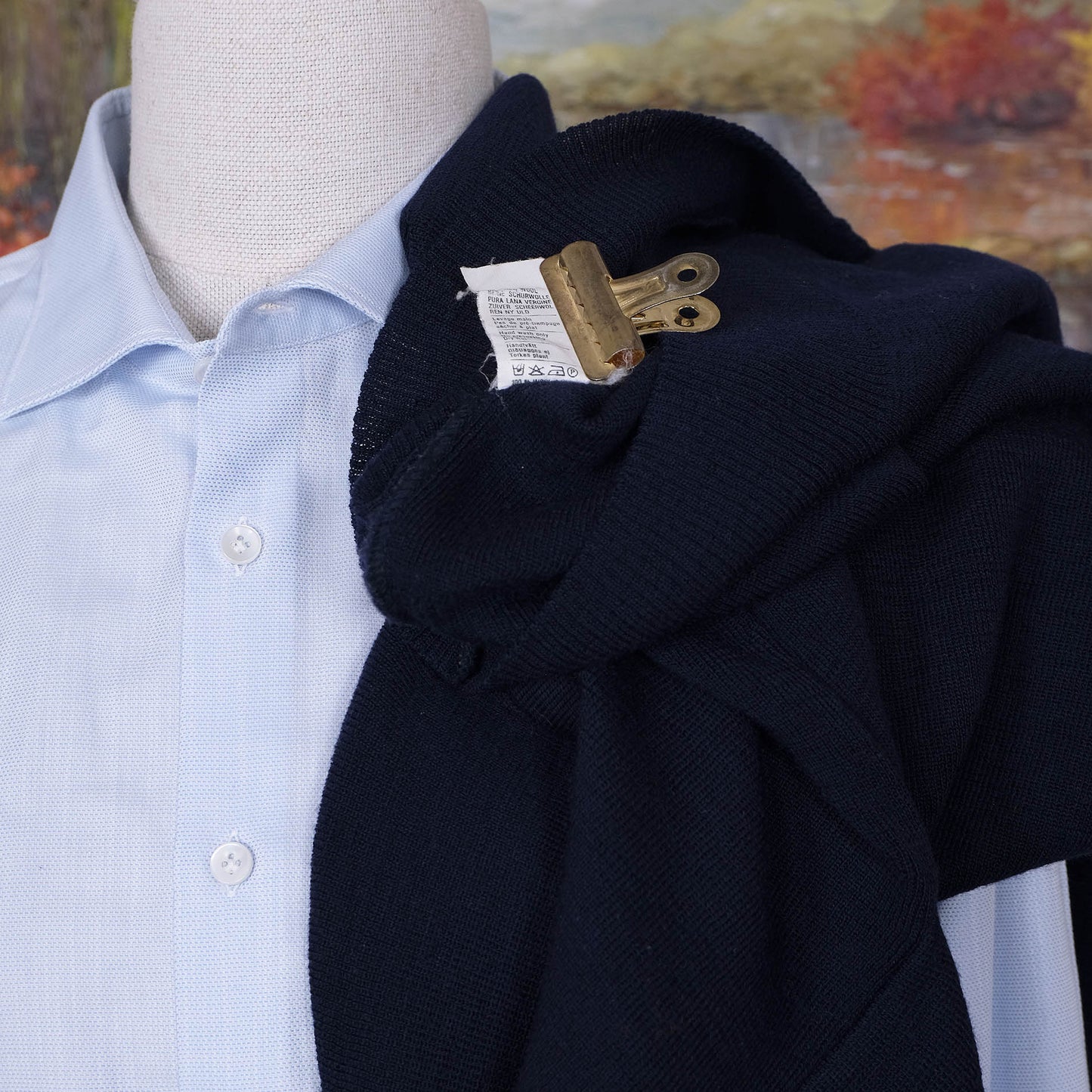 Busnel, navy blue sweater, size M, tricot knit