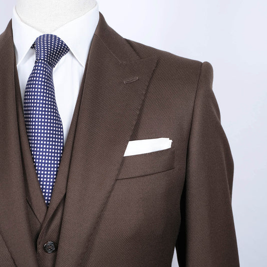 Caine Clothiers, ruskea puku, koko 48, mittatilauspuku