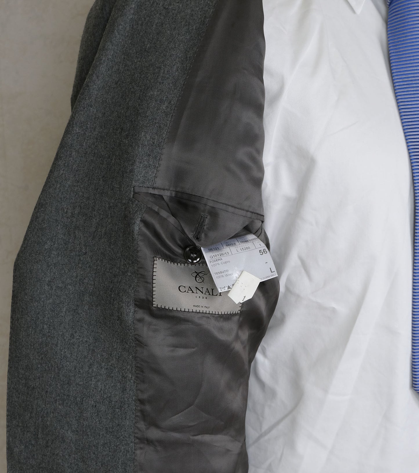 Canali, harmaa flanellipuku, koko 56, pitkä