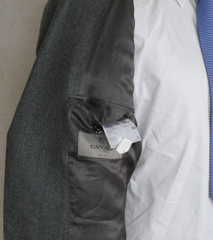 Canali, harmaa flanellipuku, koko 56, pitkä