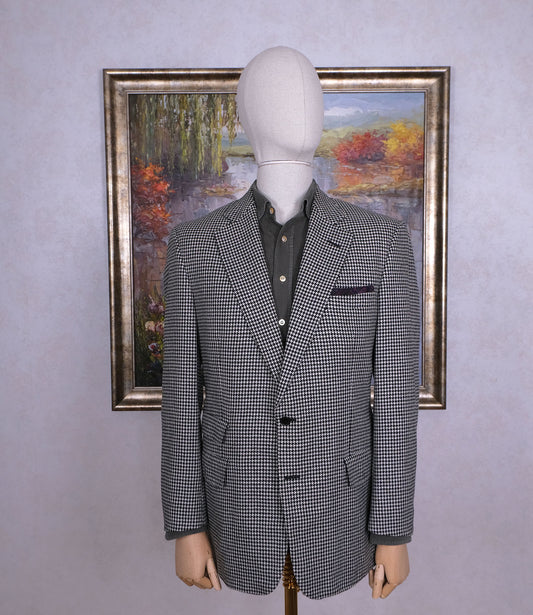 Chester Barrie, käsintehty musta-valkoinen irtotakki, koko 50