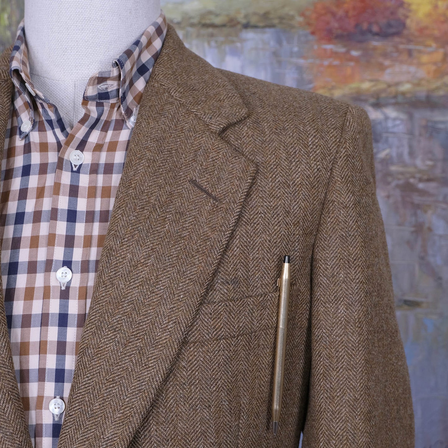 Chester Barrie, käsintehty vaalea tweedtakki, koko 50, vintage