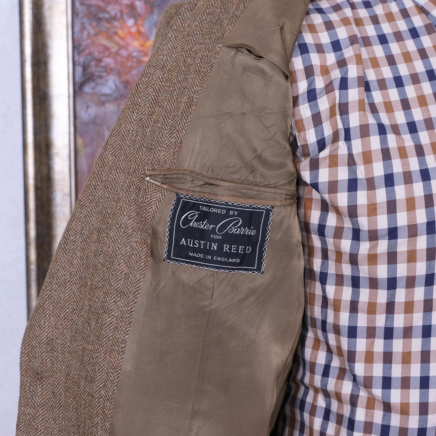 Chester Barrie, käsintehty vaalea tweedtakki, koko 50, vintage