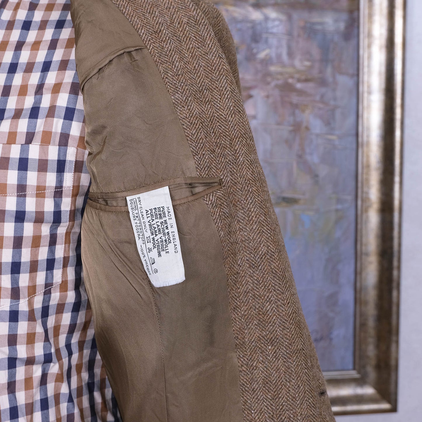 Chester Barrie, käsintehty vaalea tweedtakki, koko 50, vintage