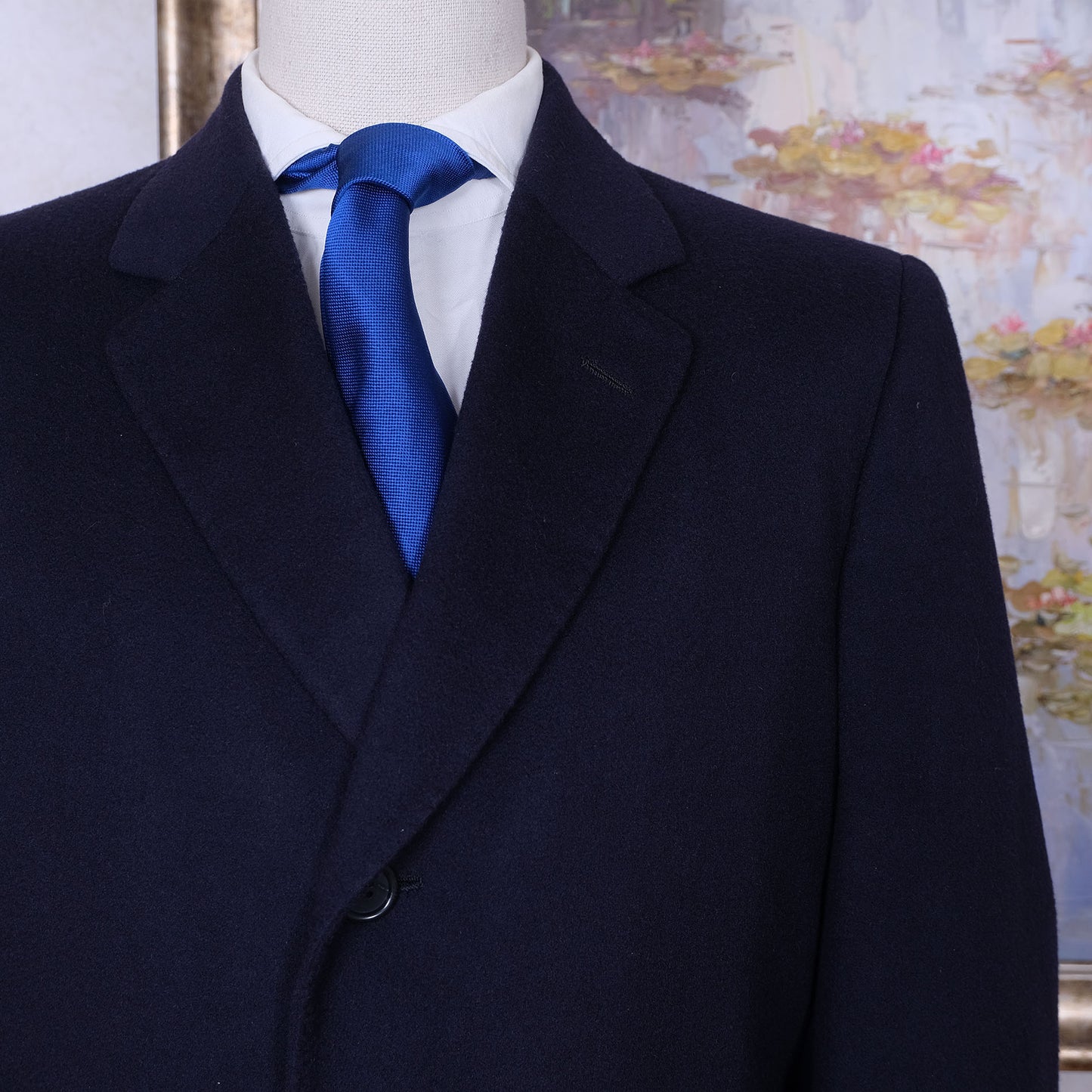 Chester Barrie, blue cashmere coat, size 42UK