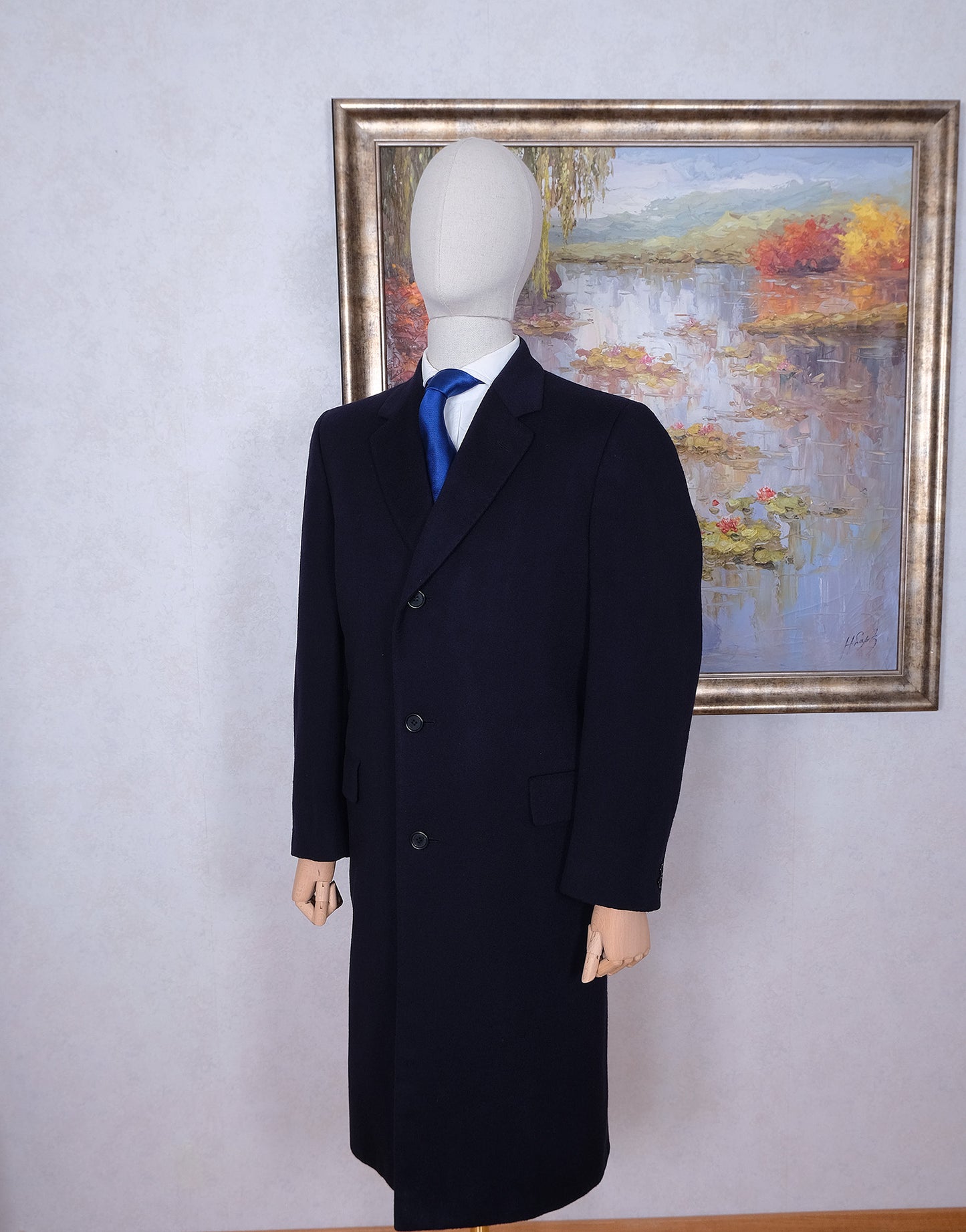 Chester Barrie, blue cashmere coat, size 42UK