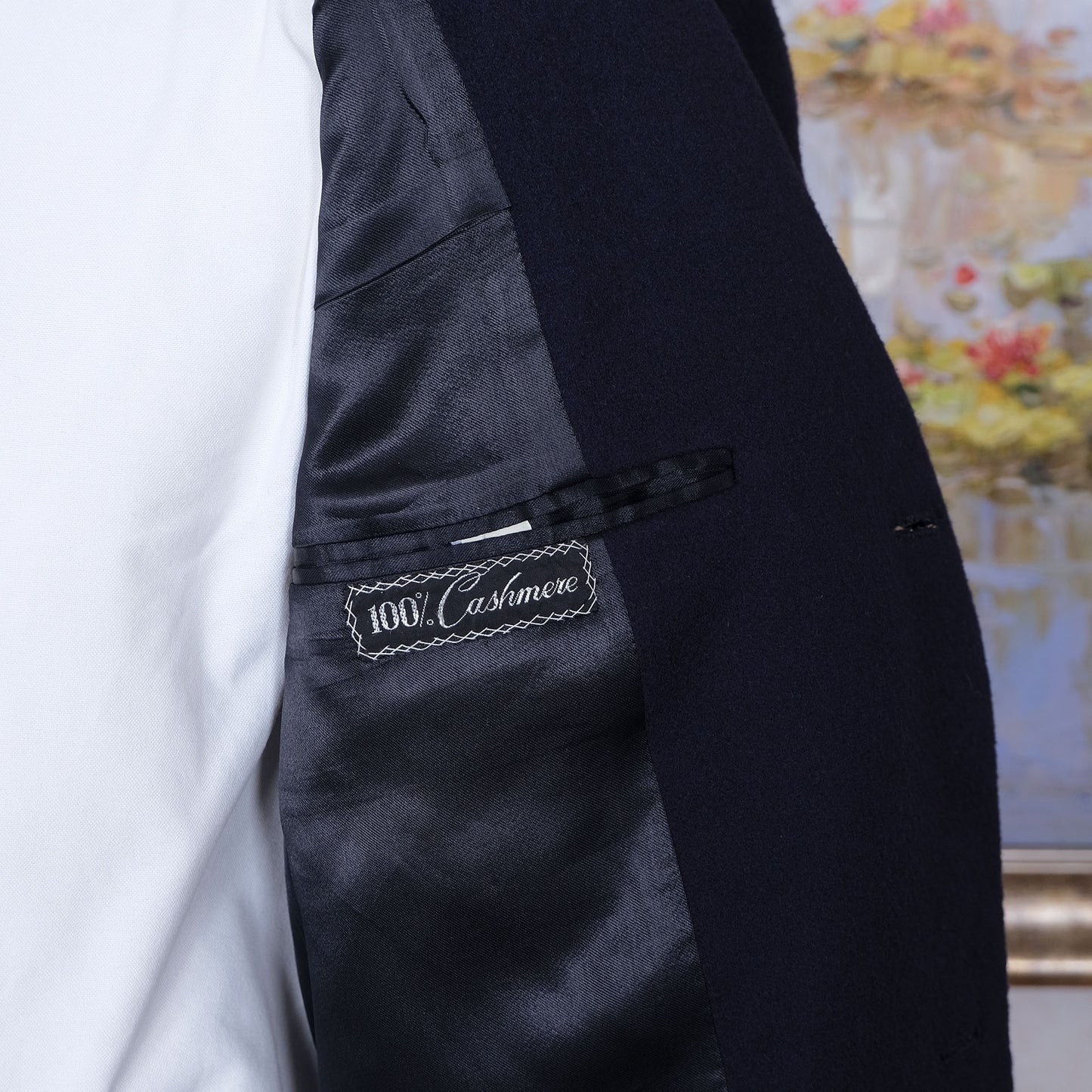 Chester Barrie, blue cashmere coat, size 42UK