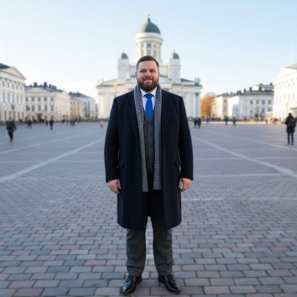 Chester Barrie, sininen villakangastakki, koko 52, täyttä kashmirvillaa