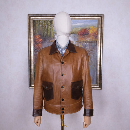 Cidu Leathers, ruskea nahkatakki, koko S, retromalli