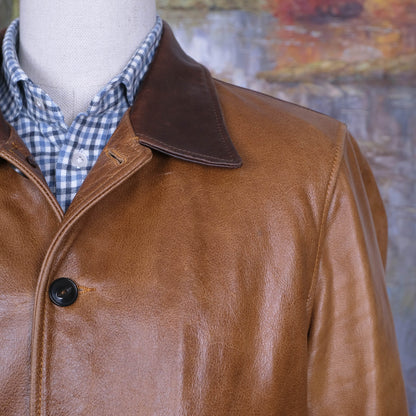 Cidu Leathers, ruskea nahkatakki, koko S, retromalli