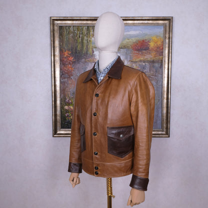 Cidu Leathers, ruskea nahkatakki, koko S, retromalli